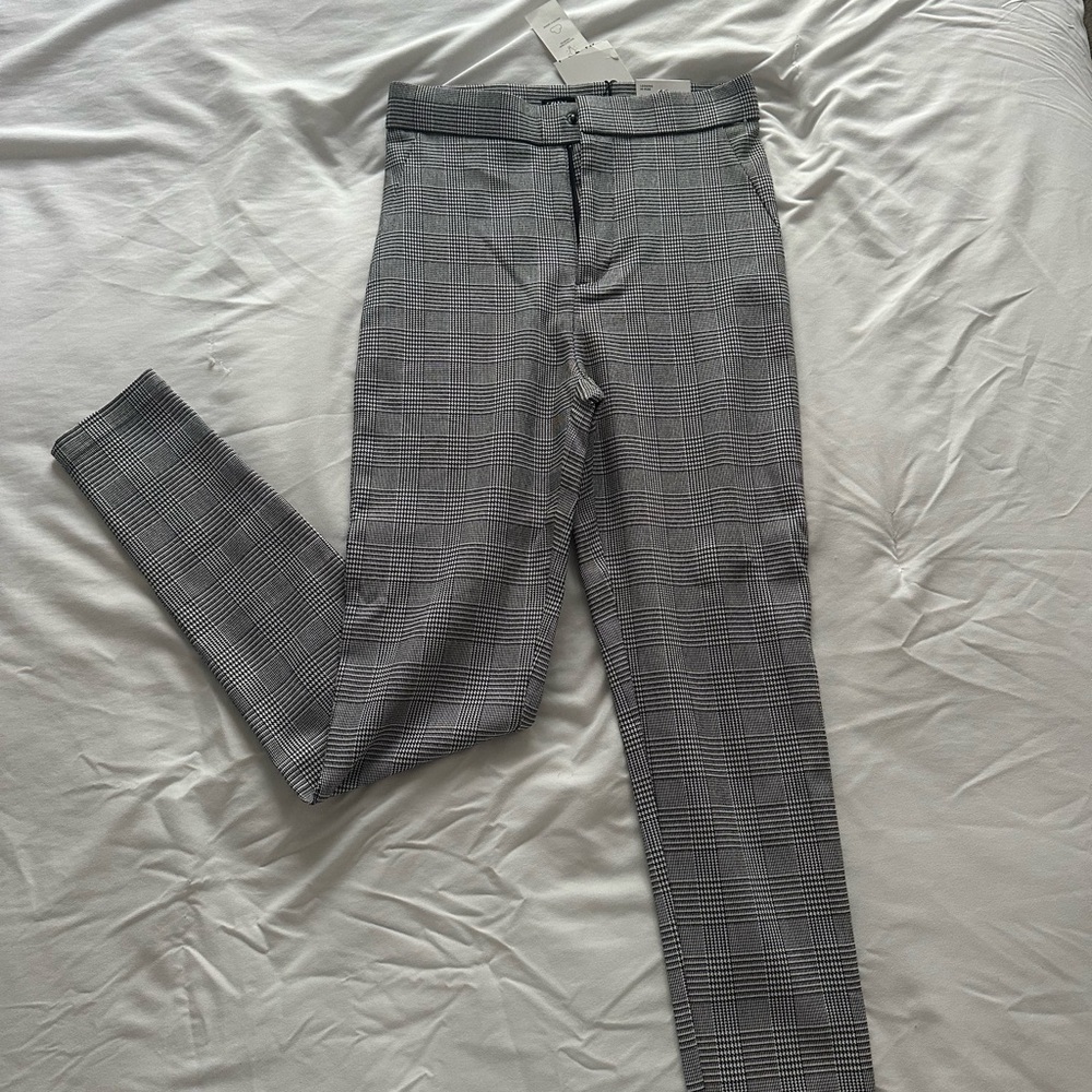 NWT Zara Black and White Plaid Skinny Dress Pants
